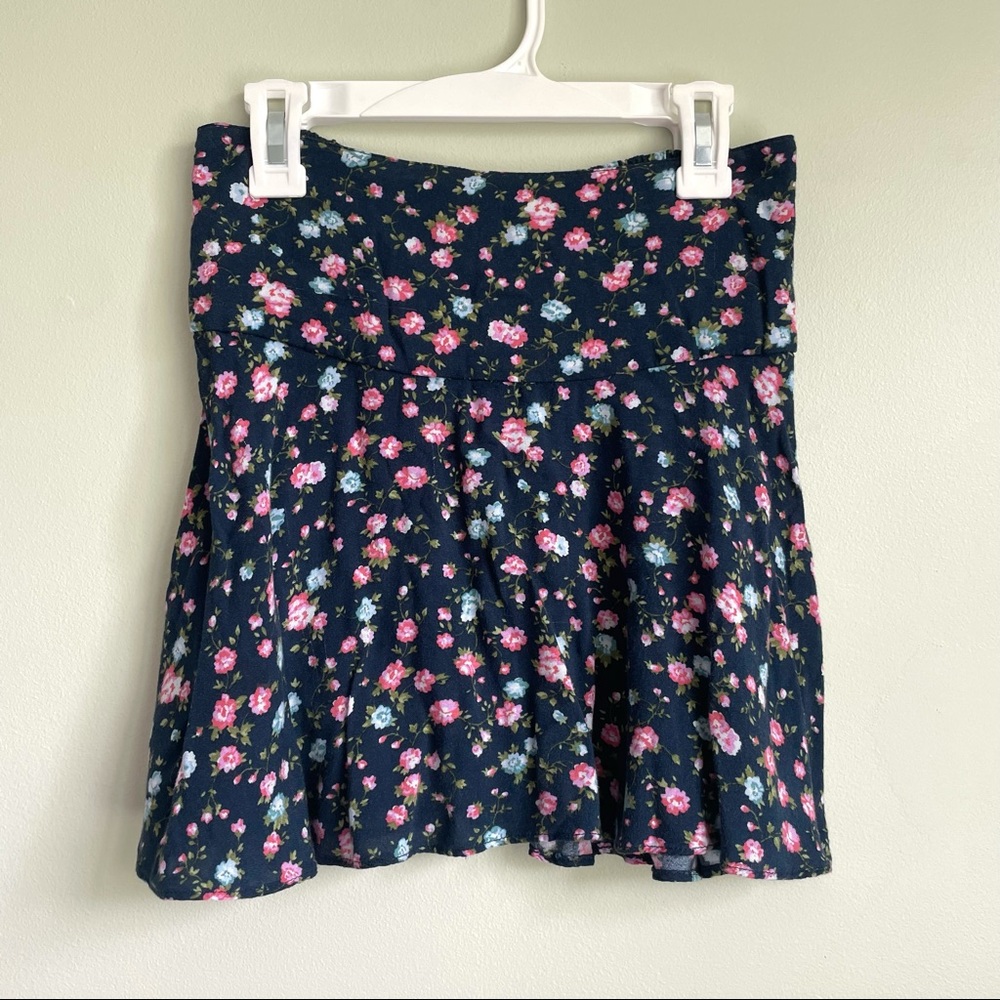 girls navy blue floral skirt